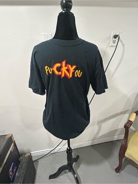 Gildan Black Short-Sleeve Tee with Red and Yellow Back Graphic